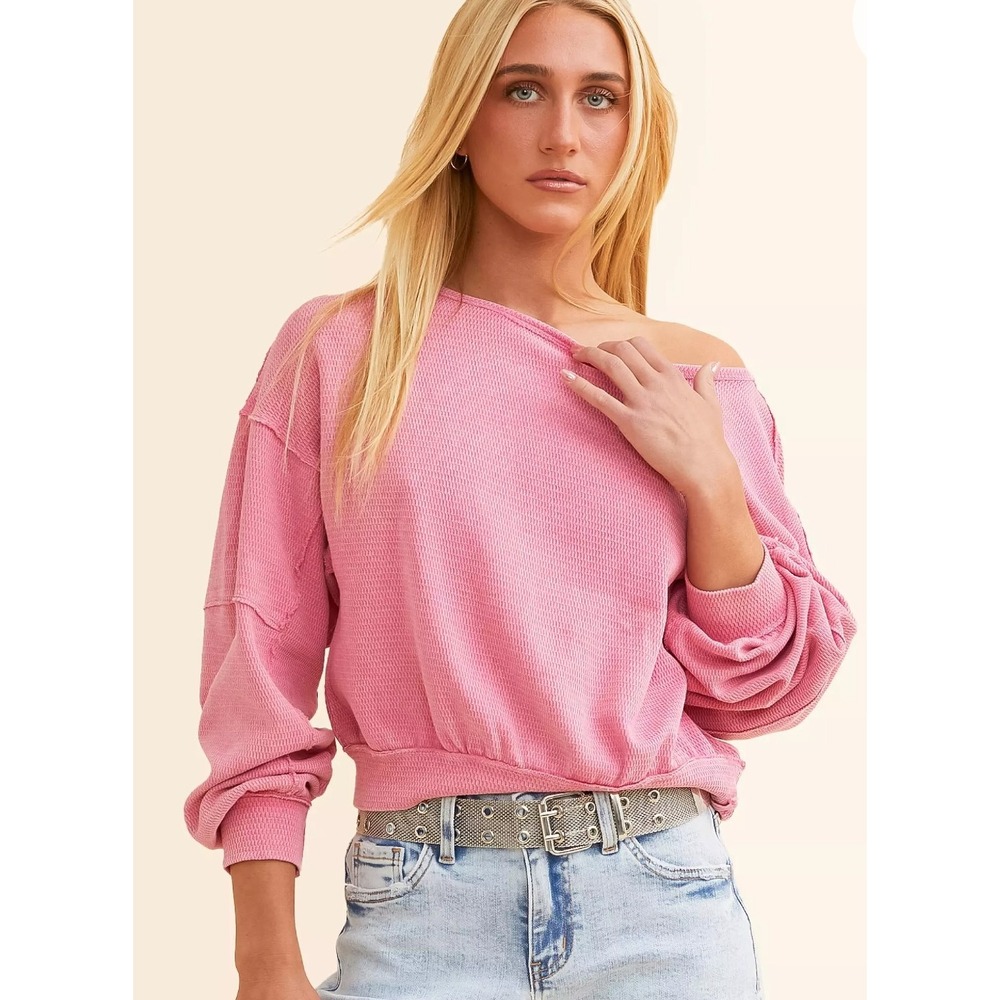 New Free People We The Free IFE Pullover M Medium Pinky Promise Pink NWOT Shirt